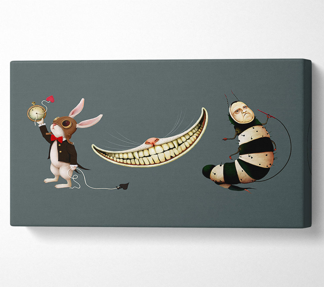  A Canvas Print of Alice In Wonderland Rabbit Cat And Caterpillar Canvas Art