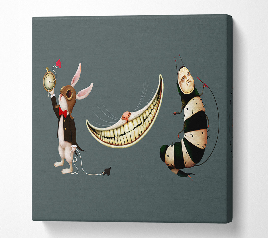  A Canvas Print of Alice In Wonderland Rabbit Cat And Caterpillar Canvas Art