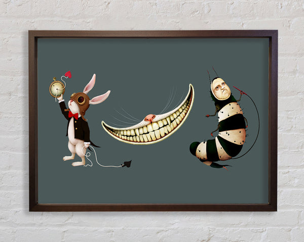 Alice im Wunderland, Kaninchen, Katze und Raupe