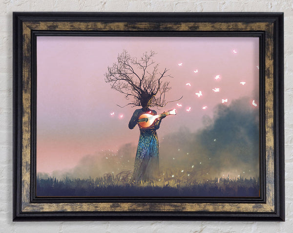 The Tree Playing The Mandolin Framed Print