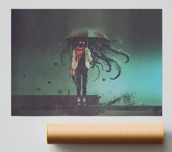 Umbrella Octopus Print