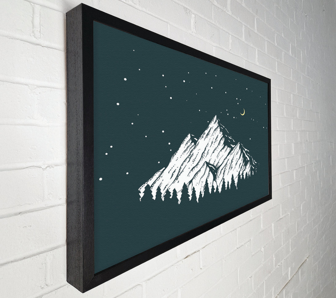  A Canvas Print of Mountain Range At Night Moon Canvas Wall Art