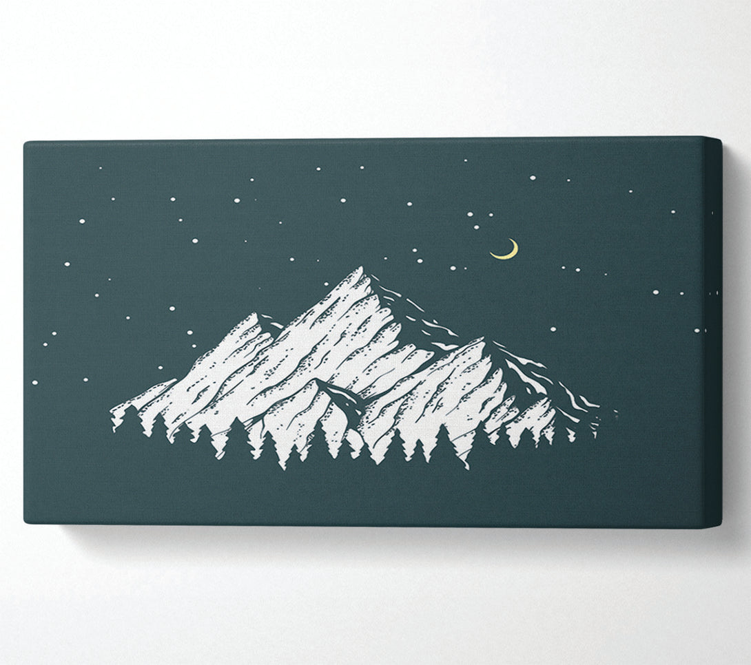  A Canvas Print of Mountain Range At Night Moon Canvas Wall Art