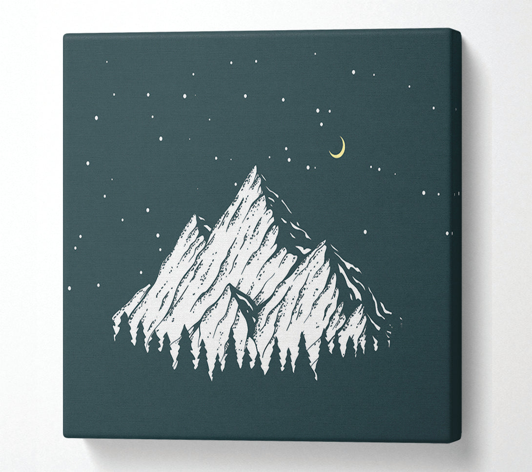  A Canvas Print of Mountain Range At Night Moon Canvas Wall Art