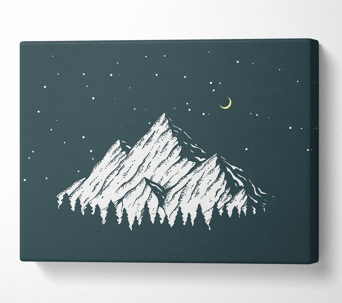  A Canvas Print of Mountain Range At Night Moon Canvas Wall Art