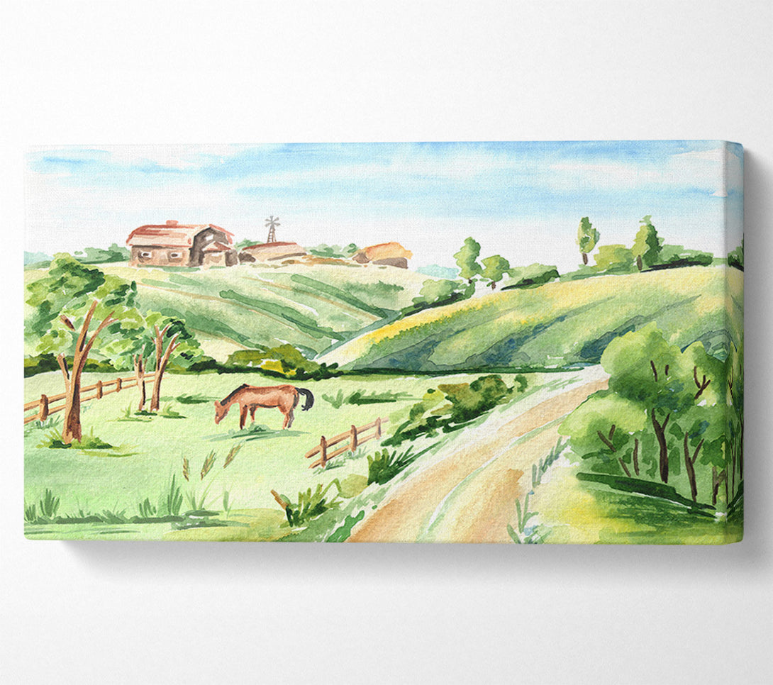  A Canvas Print of Horses In A Farm Canvas Print