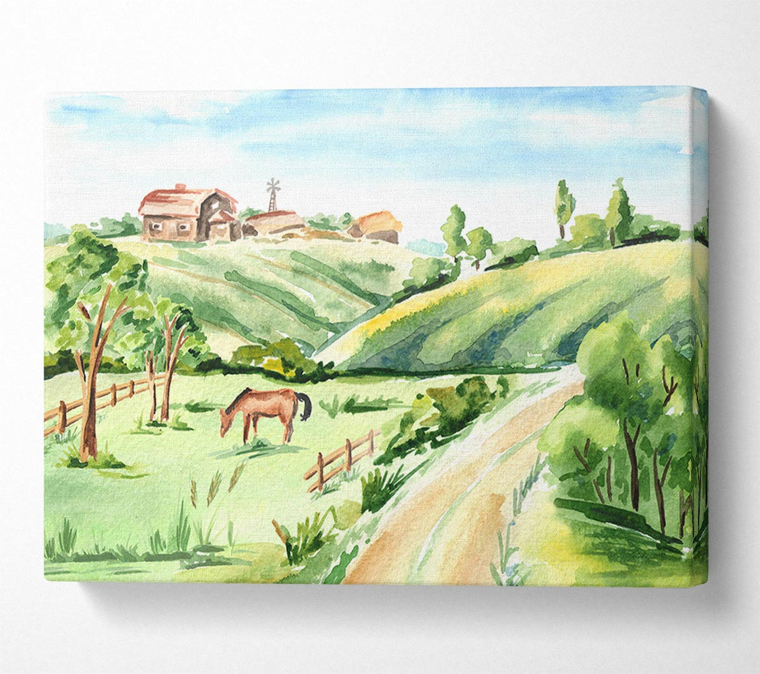  A Canvas Print of Horses In A Farm Canvas Print