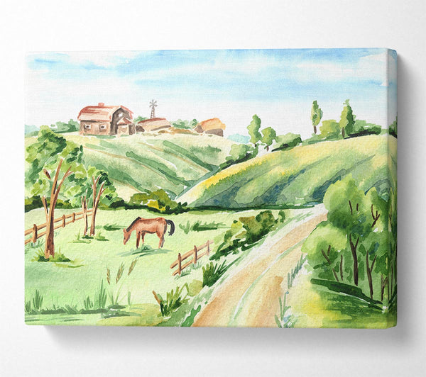  A Canvas Print of Horses In A Farm Canvas Print
