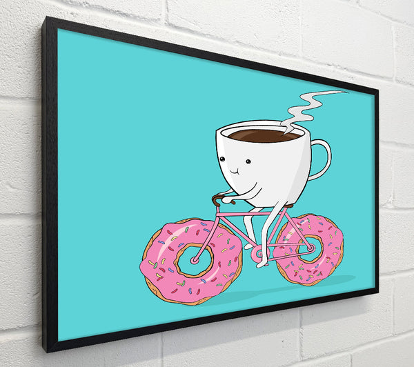 Coffee Riding A Donut Bicycle