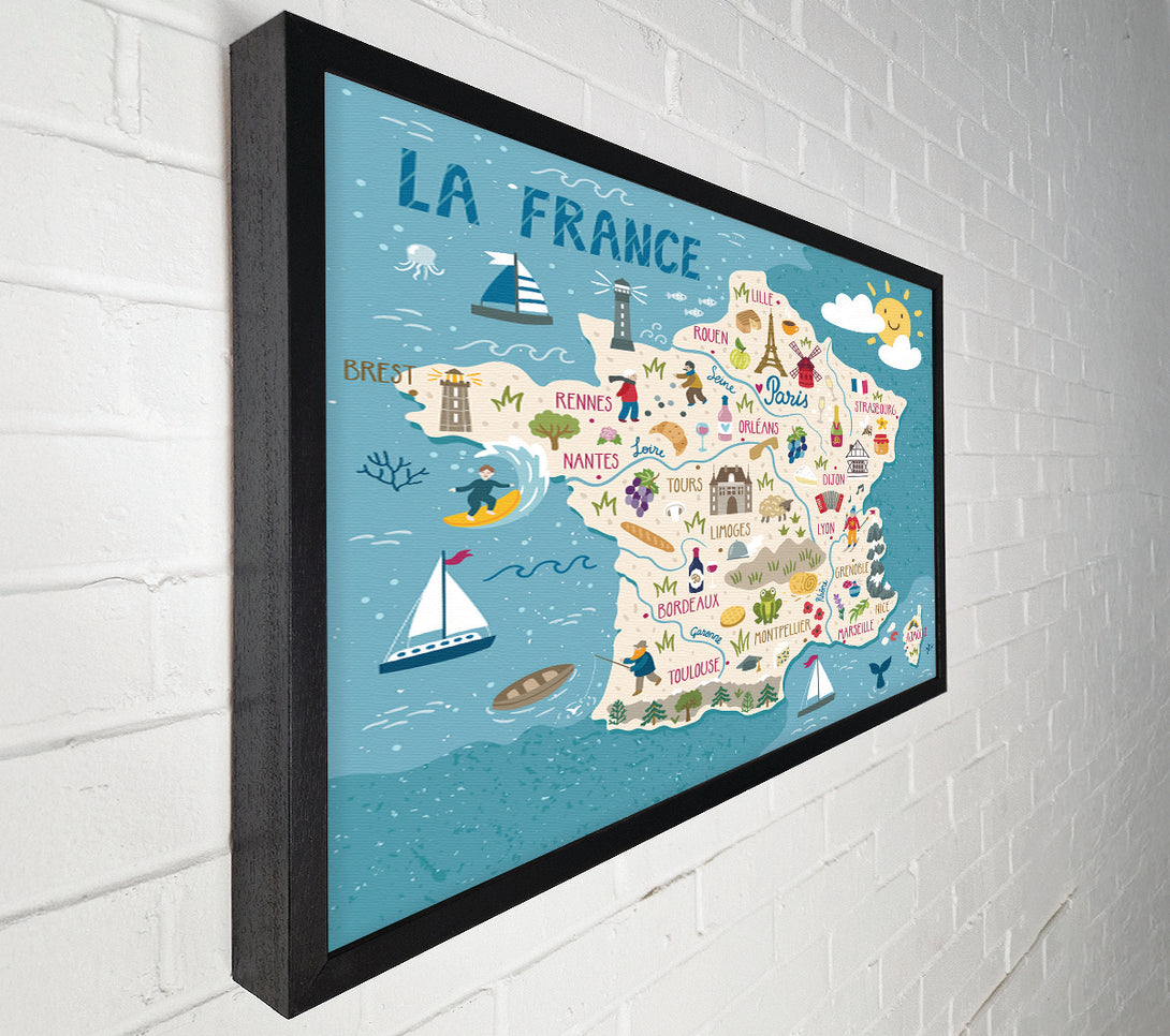  A Canvas Print of A Map Of France Canvas Wall Art