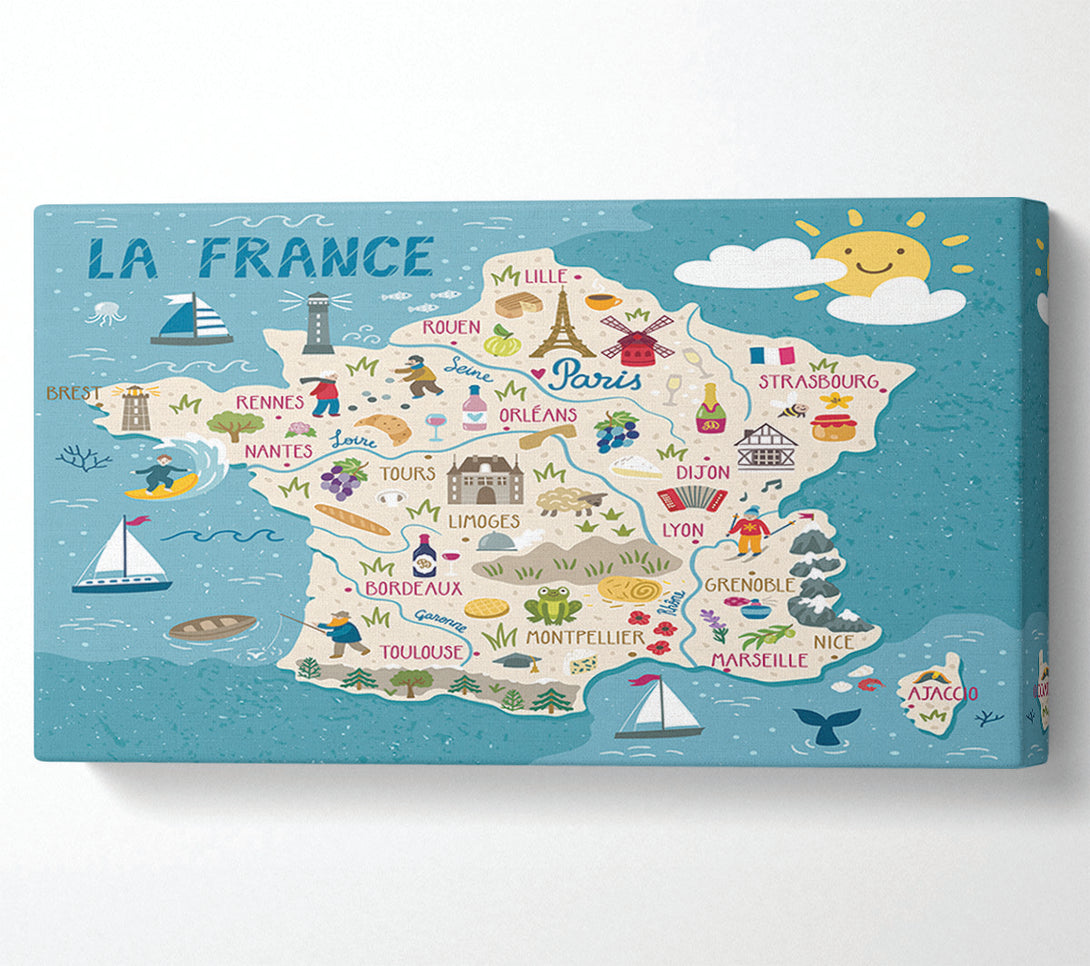  A Canvas Print of A Map Of France Canvas Wall Art