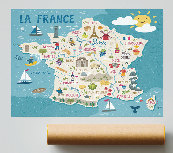 A Map Of France Giclee Print