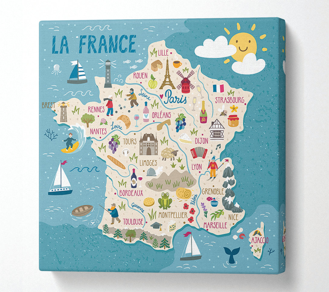  A Canvas Print of A Map Of France Canvas Wall Art