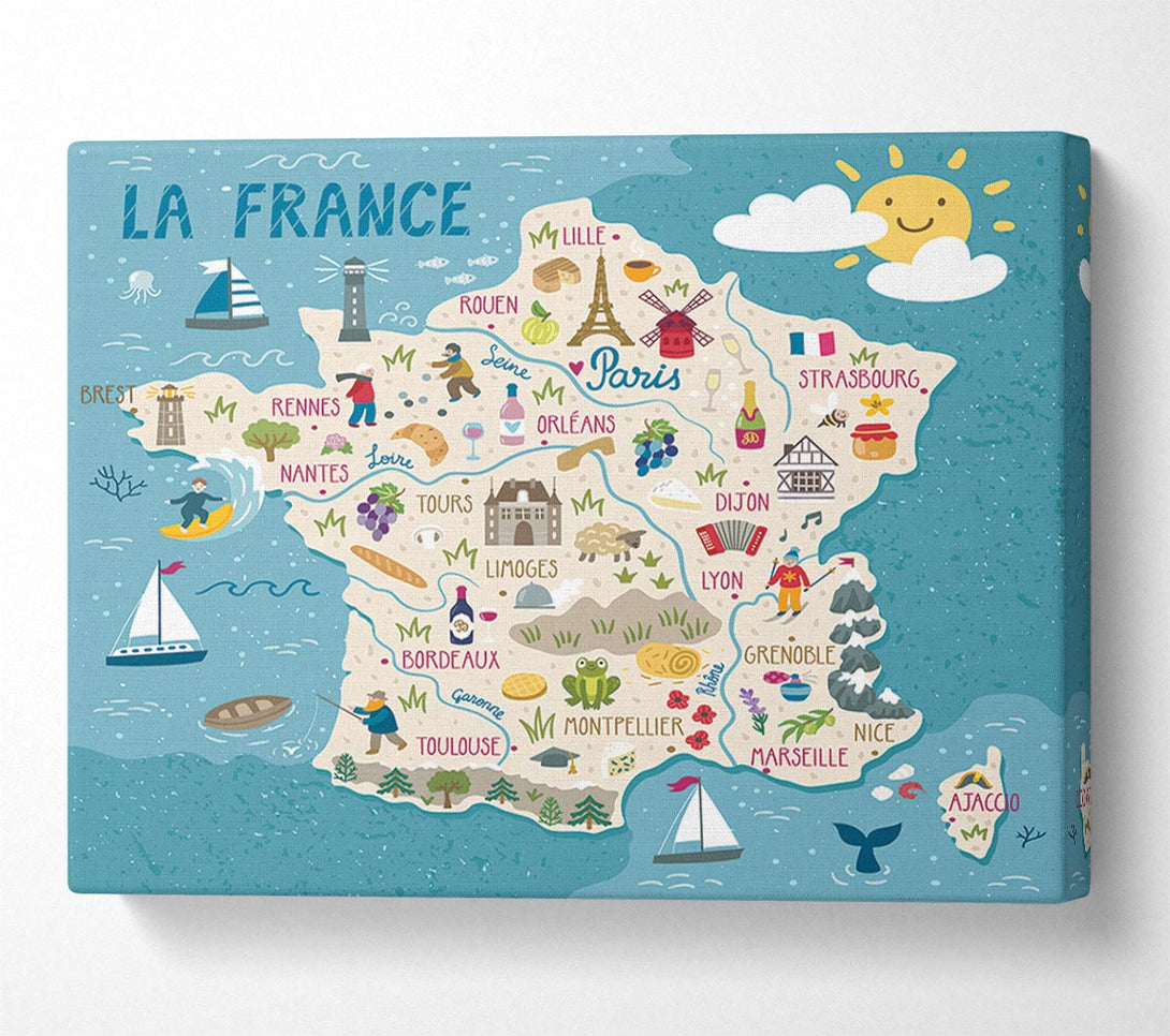  A Canvas Print of A Map Of France Canvas Wall Art