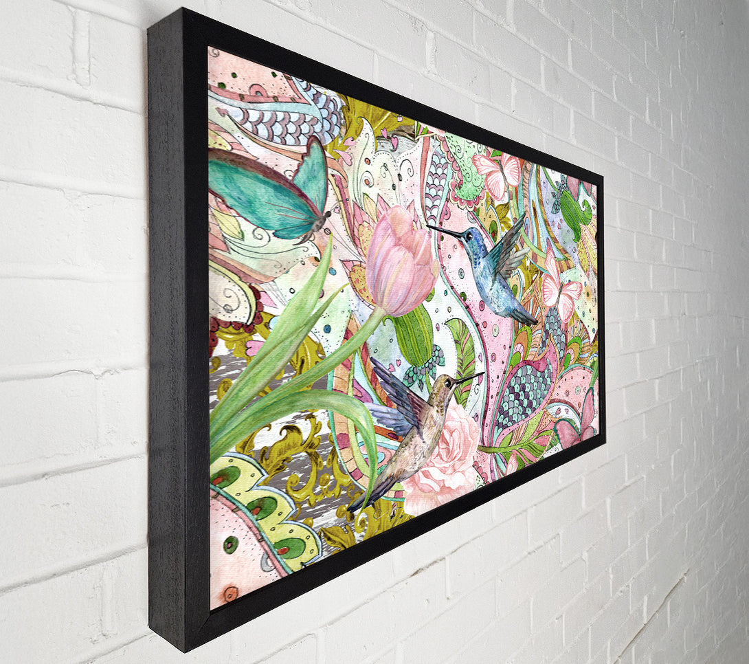  A Canvas Print of Hummingbird Paradise Pattern Canvas Art