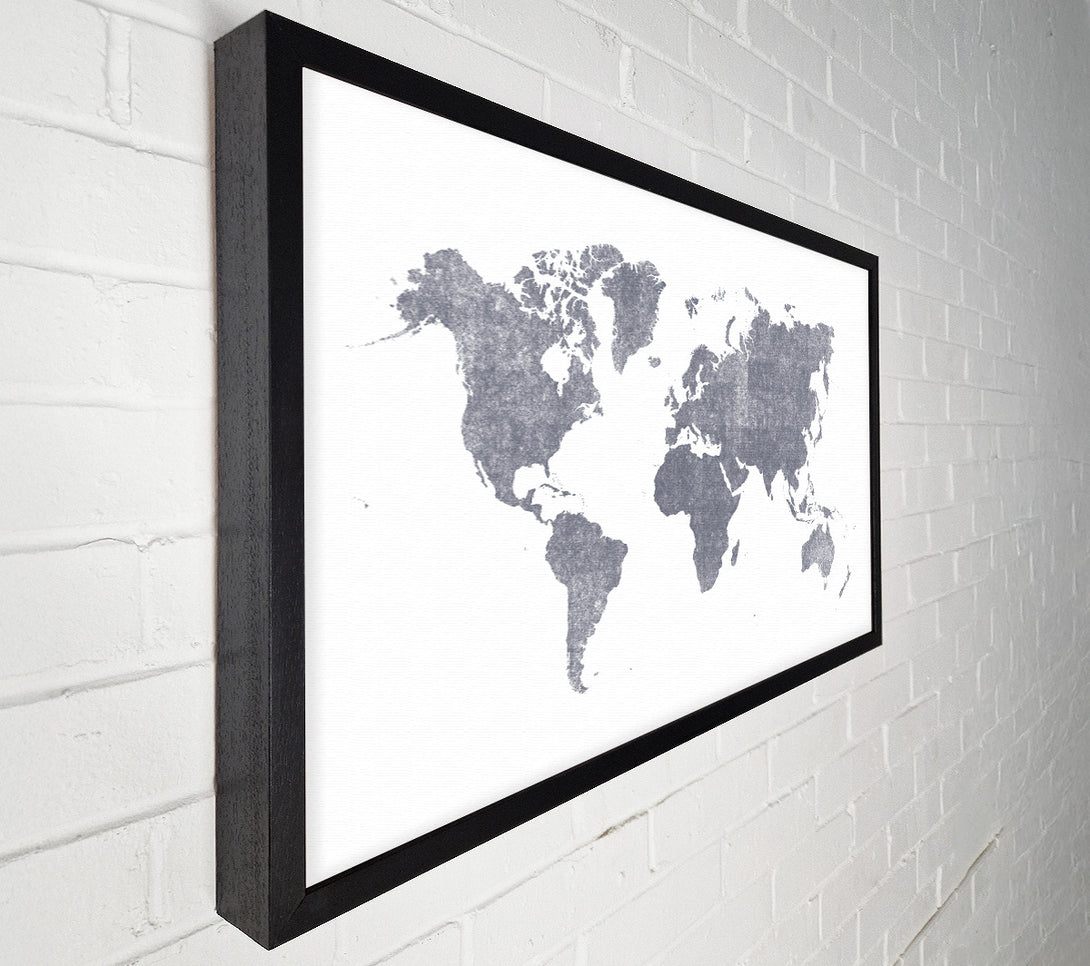  A Canvas Print of The World Map Of In Grey Canvas Art