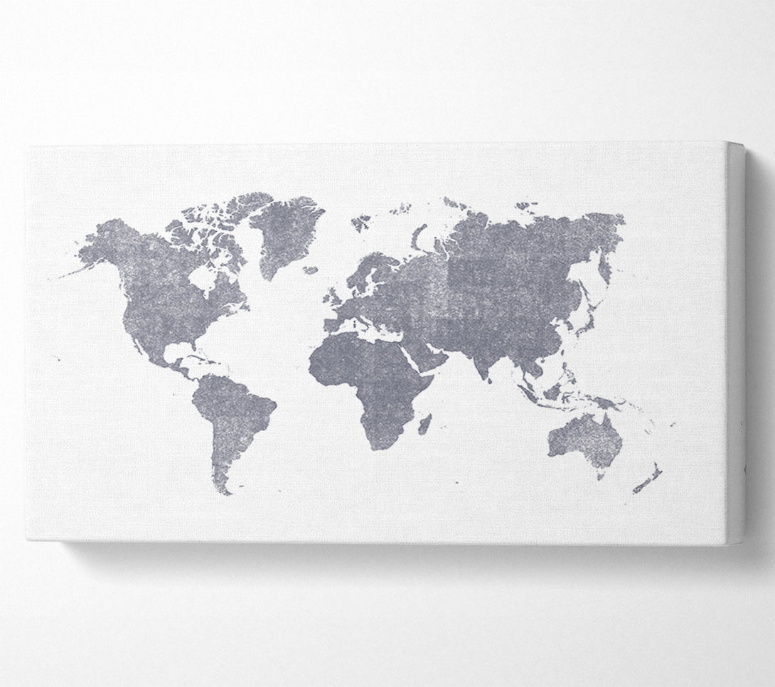  A Canvas Print of The World Map Of In Grey Canvas Art