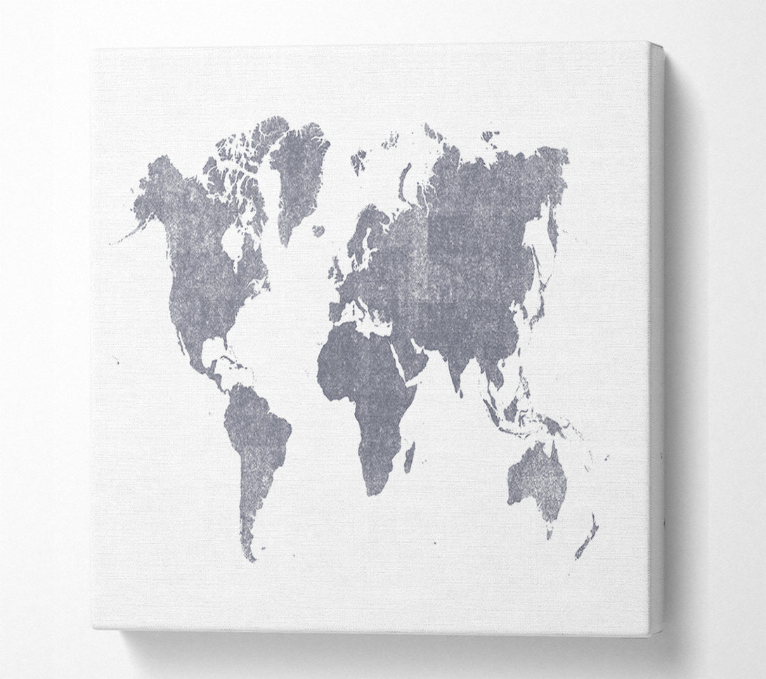  A Canvas Print of The World Map Of In Grey Canvas Art