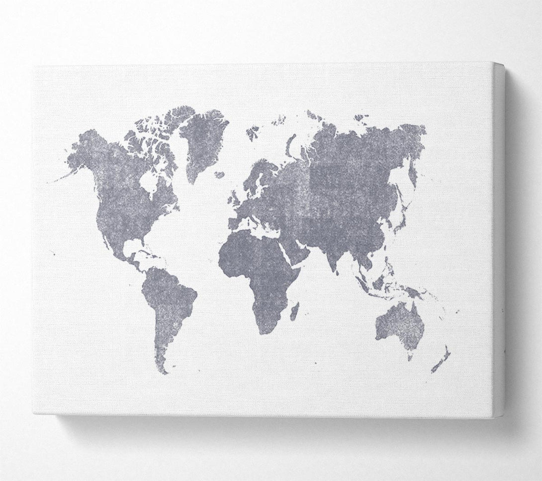  A Canvas Print of The World Map Of In Grey Canvas Art