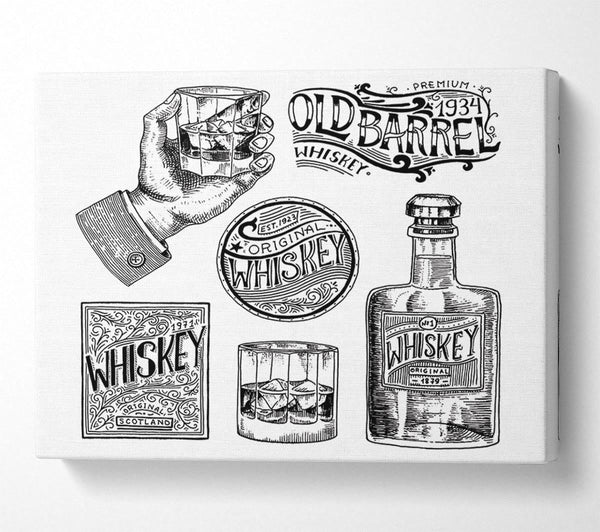 A Canvas Print of Old Whiskey Bottles Canvas Wall Art