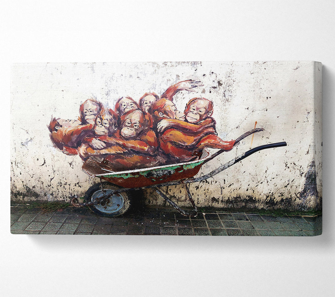 A Canvas Print of Orangutans In A Wheelbarrow Canvas Art