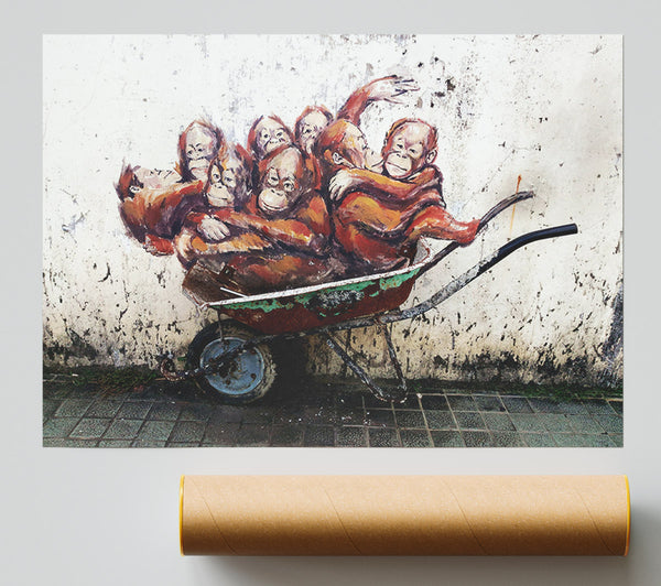 Orangutans In A Wheelbarrow Giclee Print