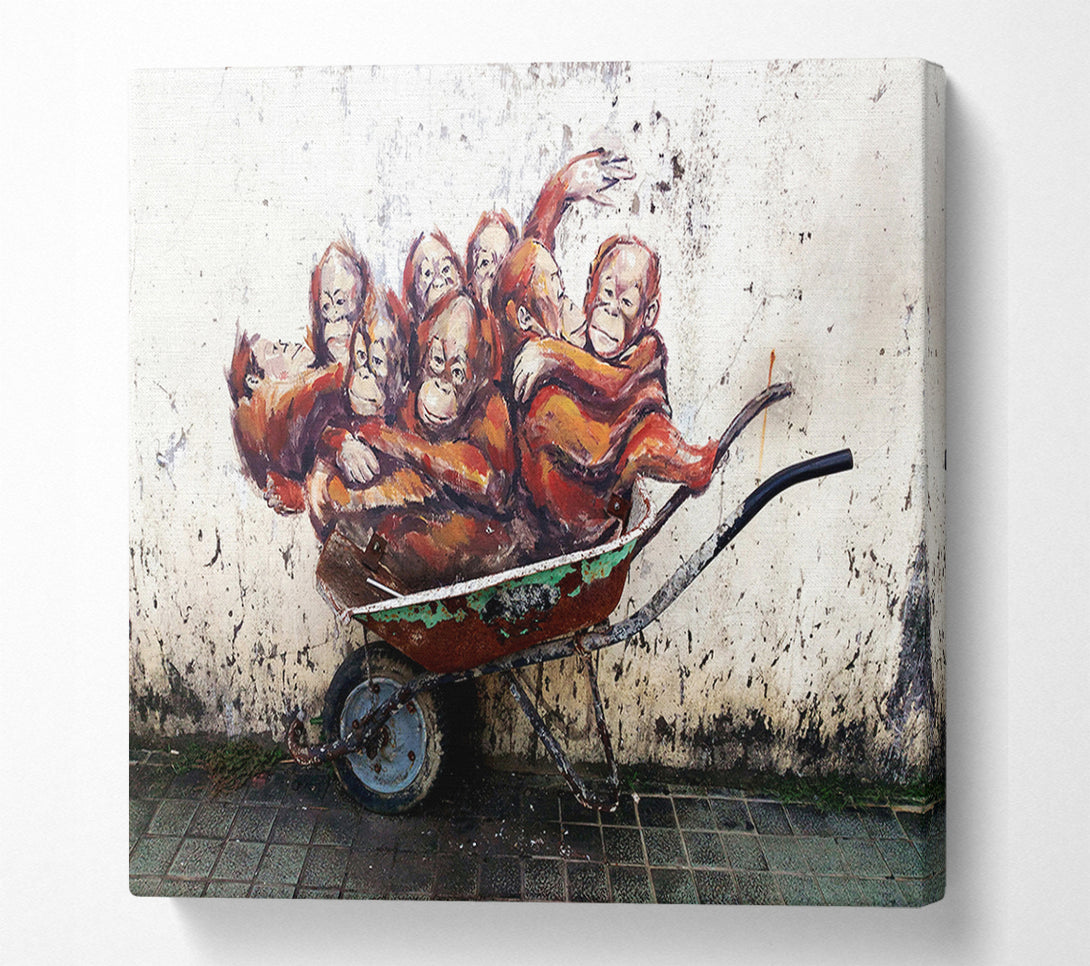  A Canvas Print of Orangutans In A Wheelbarrow Canvas Art