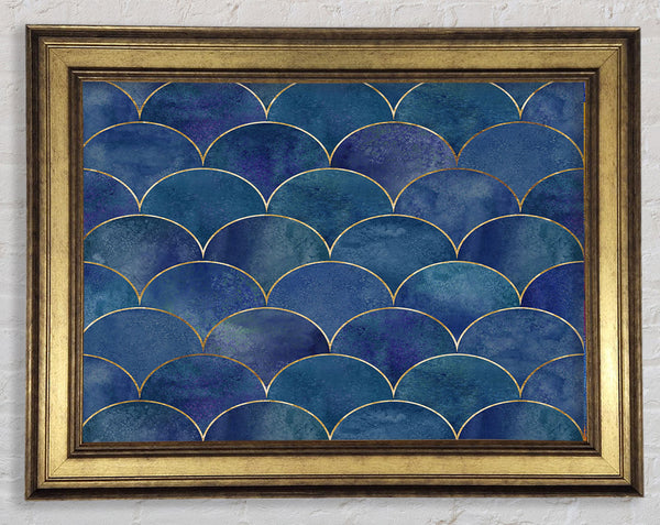 Half Circle Blue Pattern Framed Print