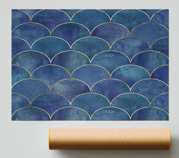 Half Circle Blue Pattern Print