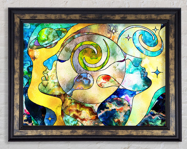 The Faces Of Time And Space Framed Print