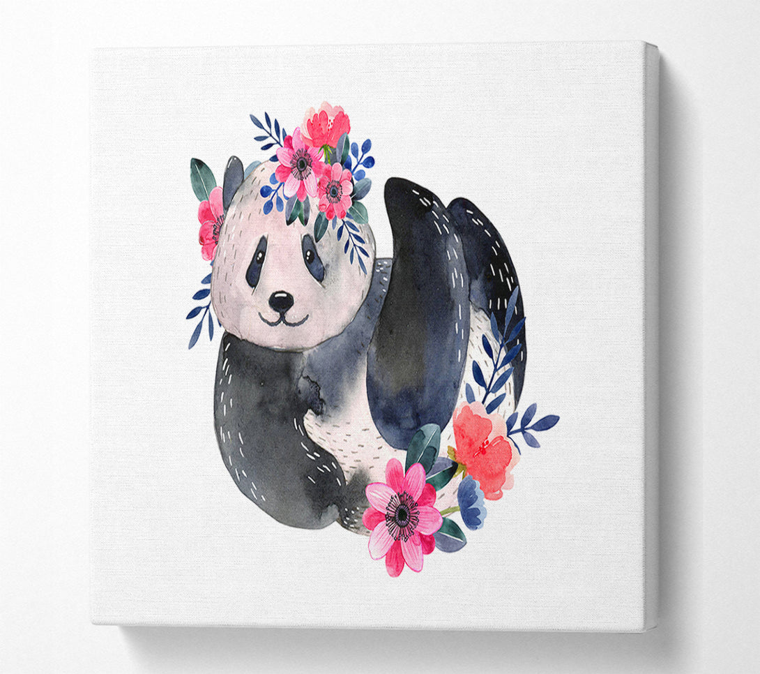  A Canvas Print of Cute Floral Panda Canvas Art