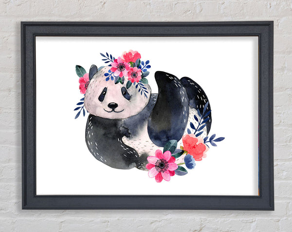 Cute Floral Panda Framed Print