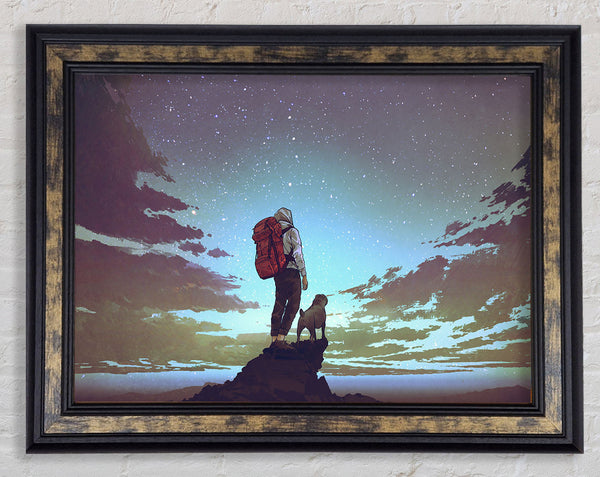 Hiking With The Dog Framed Print