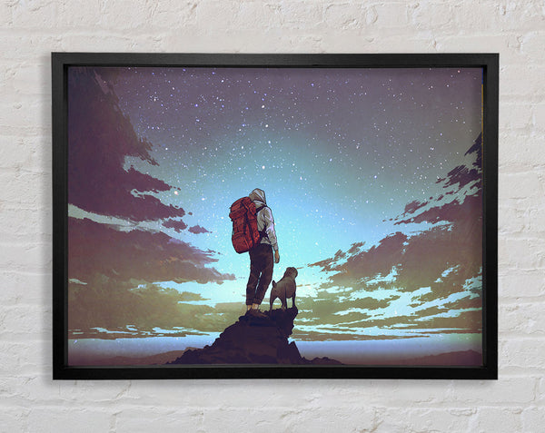 Hiking With The Dog Framed Print