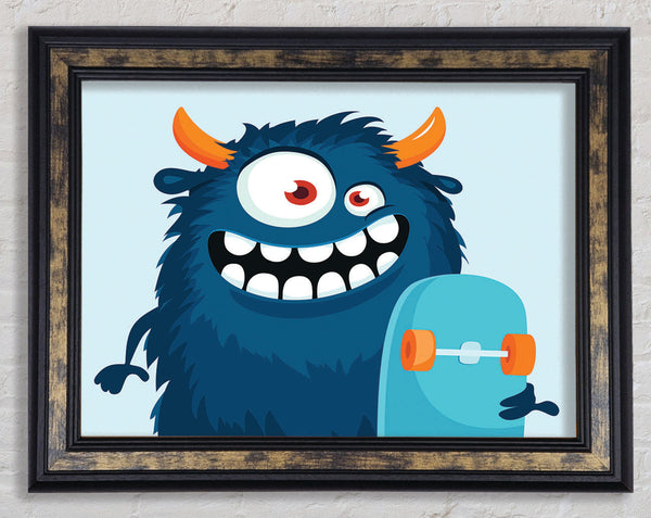 Monster Skateboarder Framed Print