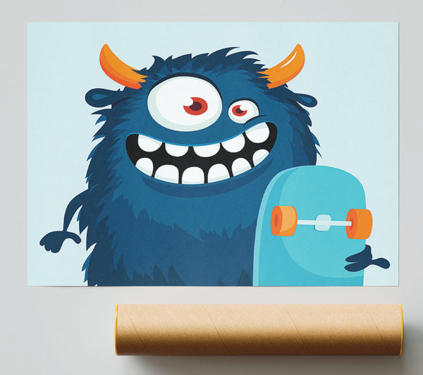 Monster Skateboarder Print