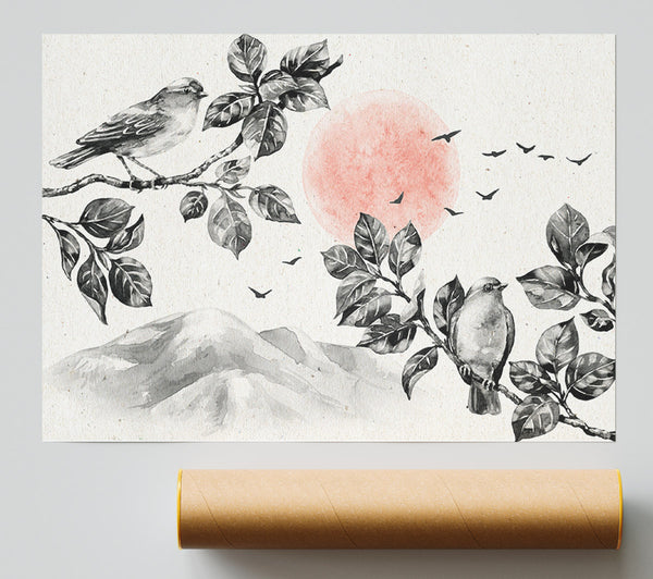 Branches Over The Japanese Sunet Print