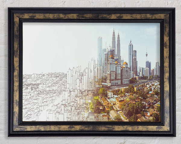 Sketch To Reality City Framed Print