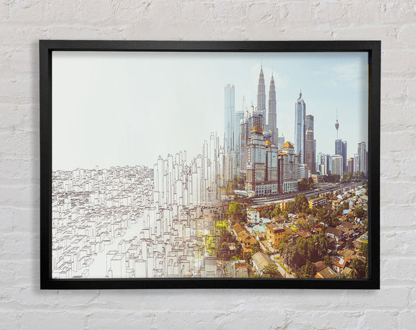 Sketch To Reality City Framed Print