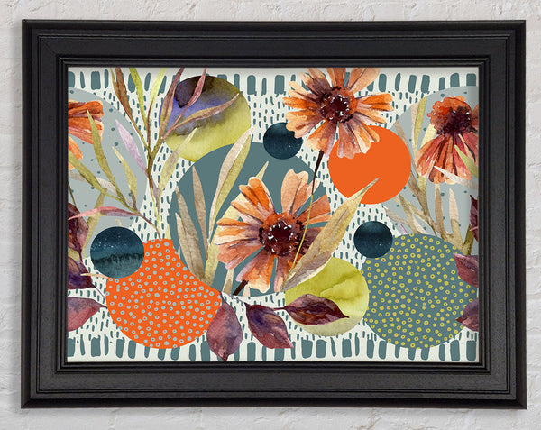 Cut Out Flowers On Abstract Framed Print