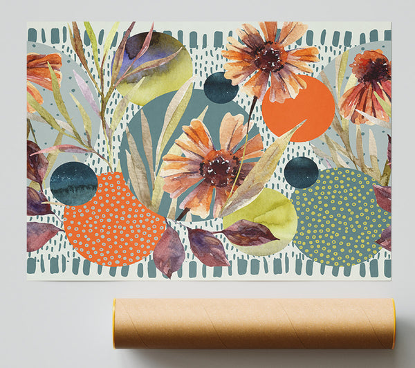Cut Out Flowers On Abstract Poster