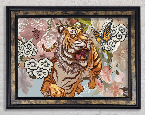 The Tiger Floral Framed Print
