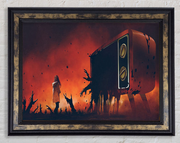 The Walking Tv Horror Framed Print