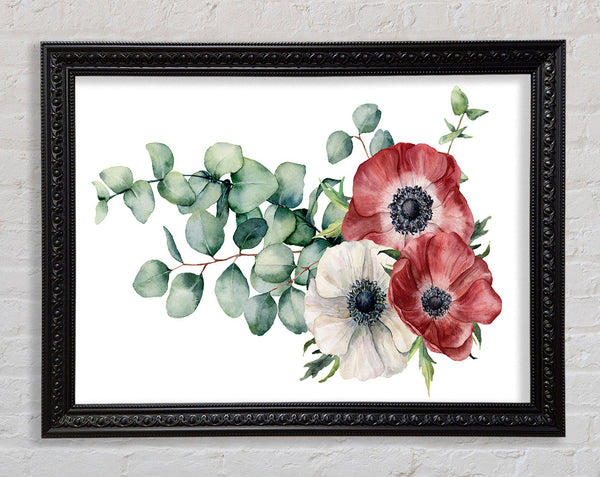 Green Leafed Flower Trio Framed Print
