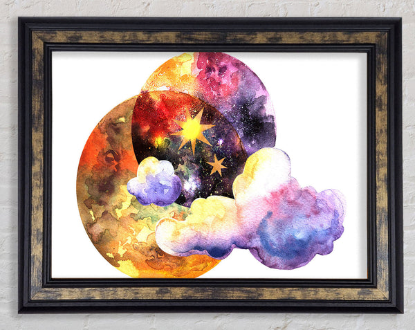 Two Moons And Cloud Framed Print