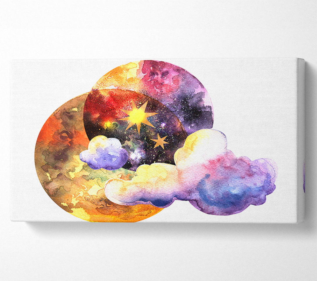  A Canvas Print of Two Moons And Cloud Canvas Print