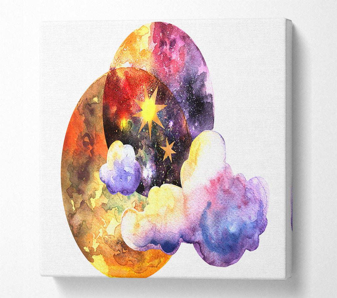  A Canvas Print of Two Moons And Cloud Canvas Print