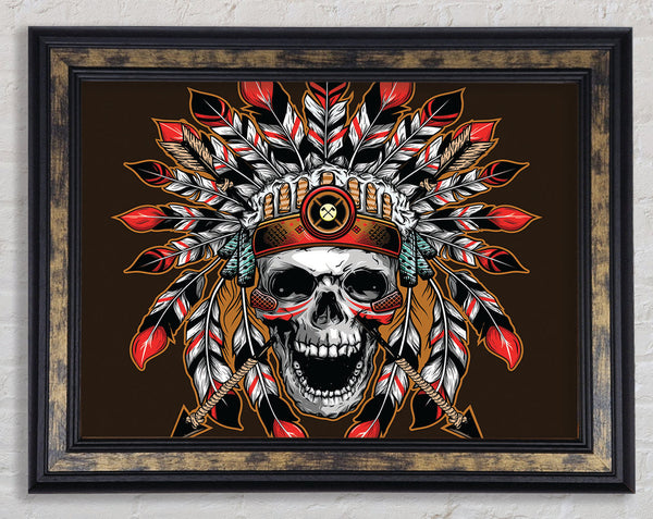 The Skeleton Native Indian Framed Print
