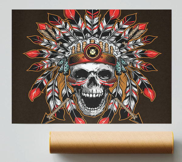 The Skeleton Native Indian Poster