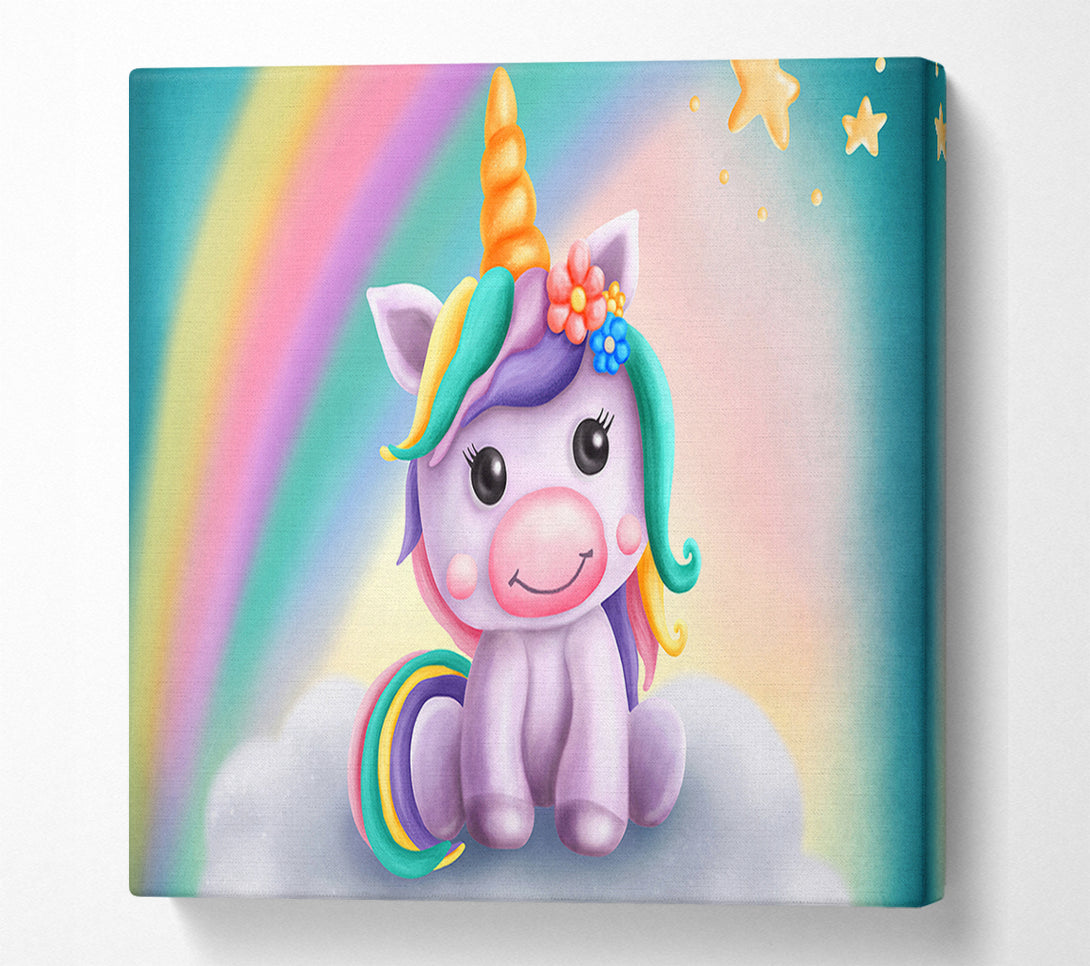  A Canvas Print of Unicorn Rainbow Happy Canvas Print